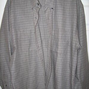 Van Heusen Wrinkle Free Oxford Shirt Men's 16-16 1/2 Gray Windowpane Pattern